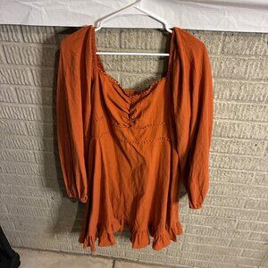 Smocked Square Neck Long Sleeve